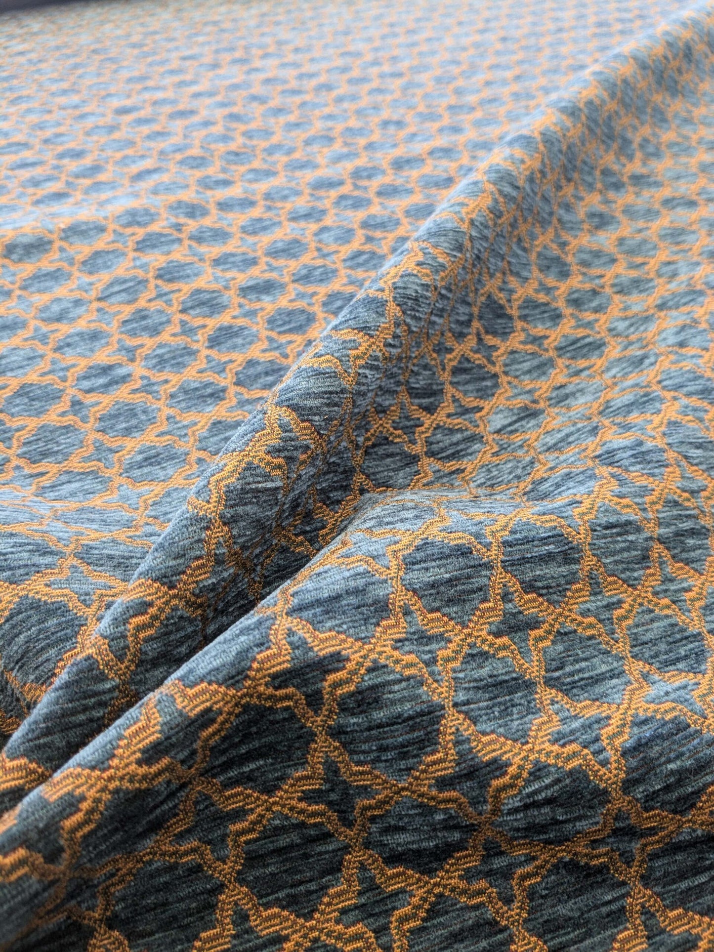 by yard Scalamandre Scalamandre Blue Brown Diamond Vintage Neoclassical Art Deco Velvet