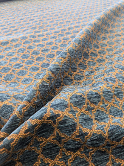 by yard Scalamandre Scalamandre Blue Brown Diamond Vintage Neoclassical Art Deco Velvet