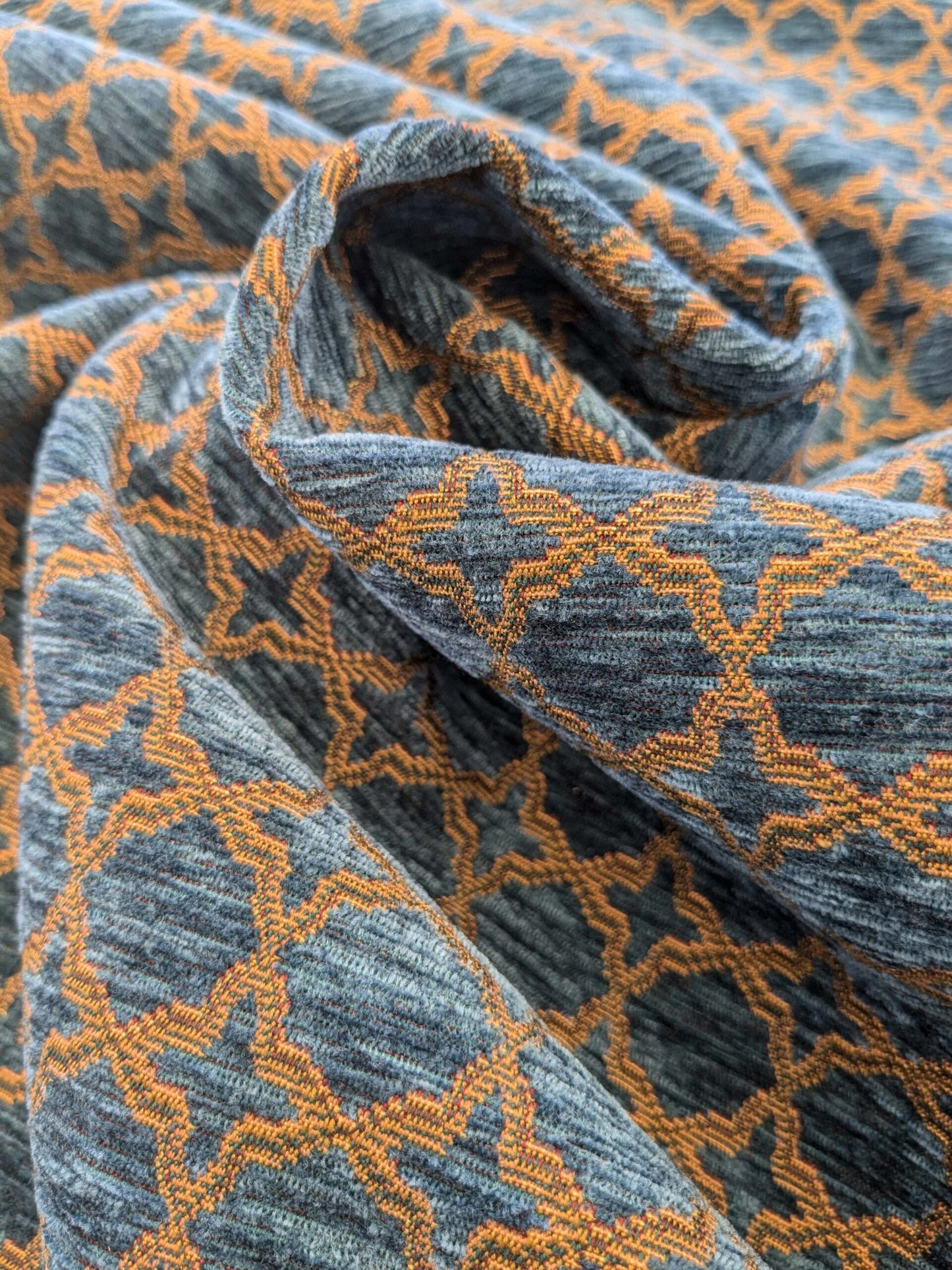 by yard Scalamandre Scalamandre Blue Brown Diamond Vintage Neoclassical Art Deco Velvet