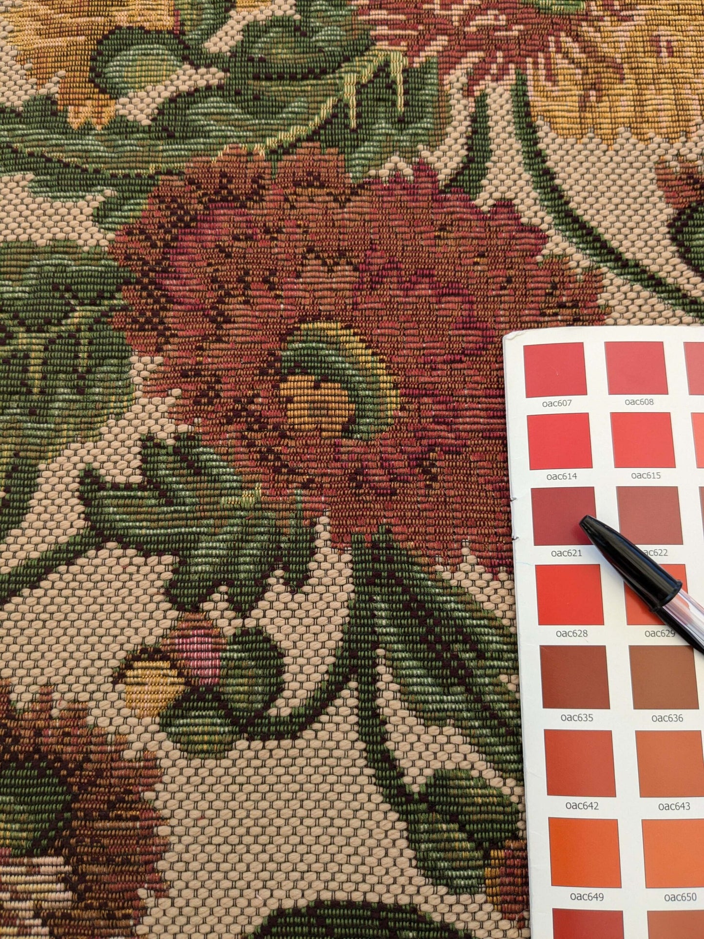 by yard Scalamandre Botanical Floral Jacobean Large Pattern Beige Green Red Tapestry