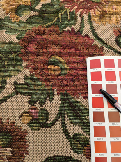 by yard Scalamandre Botanical Floral Jacobean Large Pattern Beige Green Red Tapestry