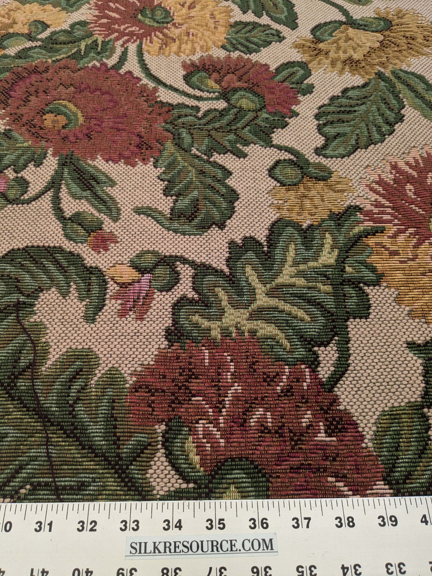 by yard Scalamandre Botanical Floral Jacobean Large Pattern Beige Green Red Tapestry
