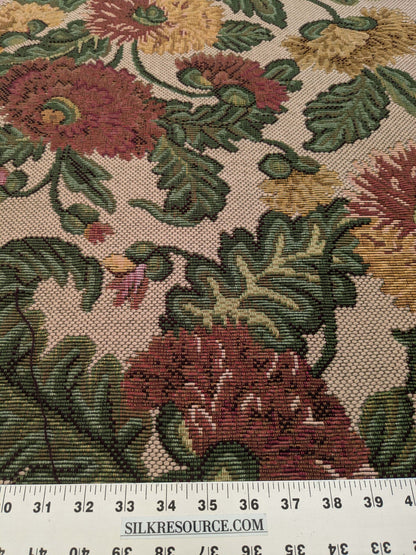 by yard Scalamandre Botanical Floral Jacobean Large Pattern Beige Green Red Tapestry