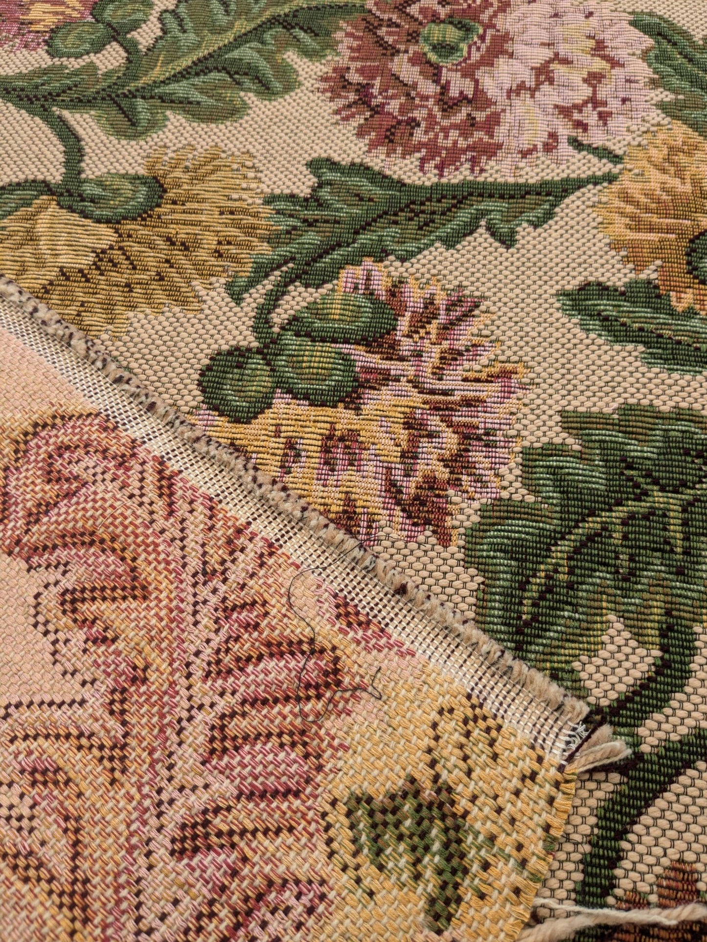 by yard Scalamandre Botanical Floral Jacobean Large Pattern Beige Green Red Tapestry