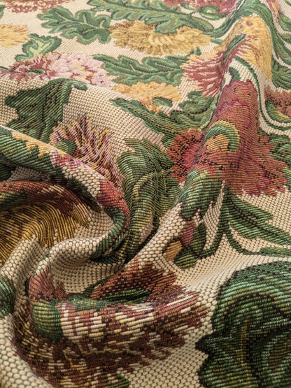 by yard Scalamandre Botanical Floral Jacobean Large Pattern Beige Green Red Tapestry
