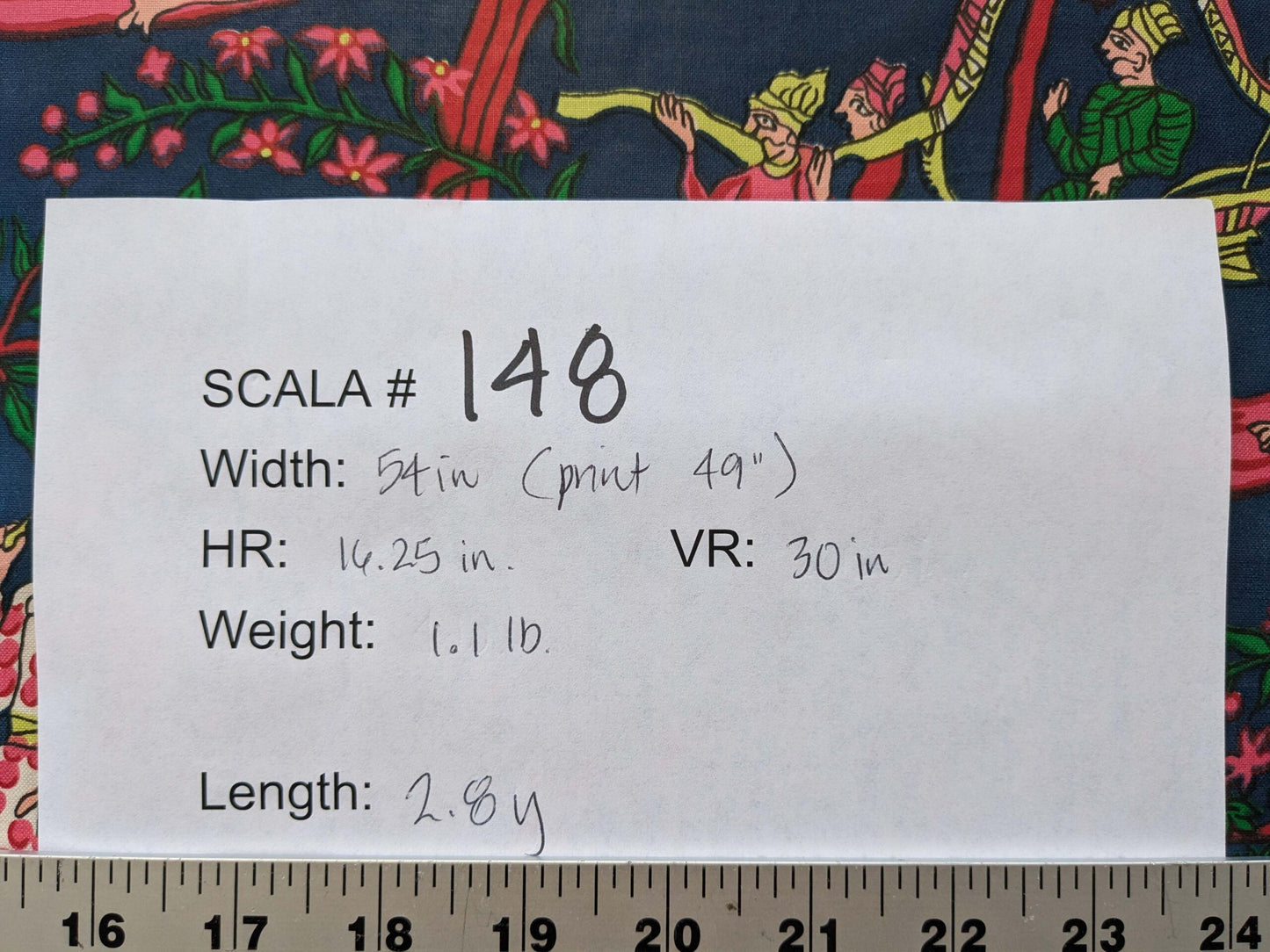 2.8y Scalamanndre Animals Figurative Tiger Botanical Red Green on Blue