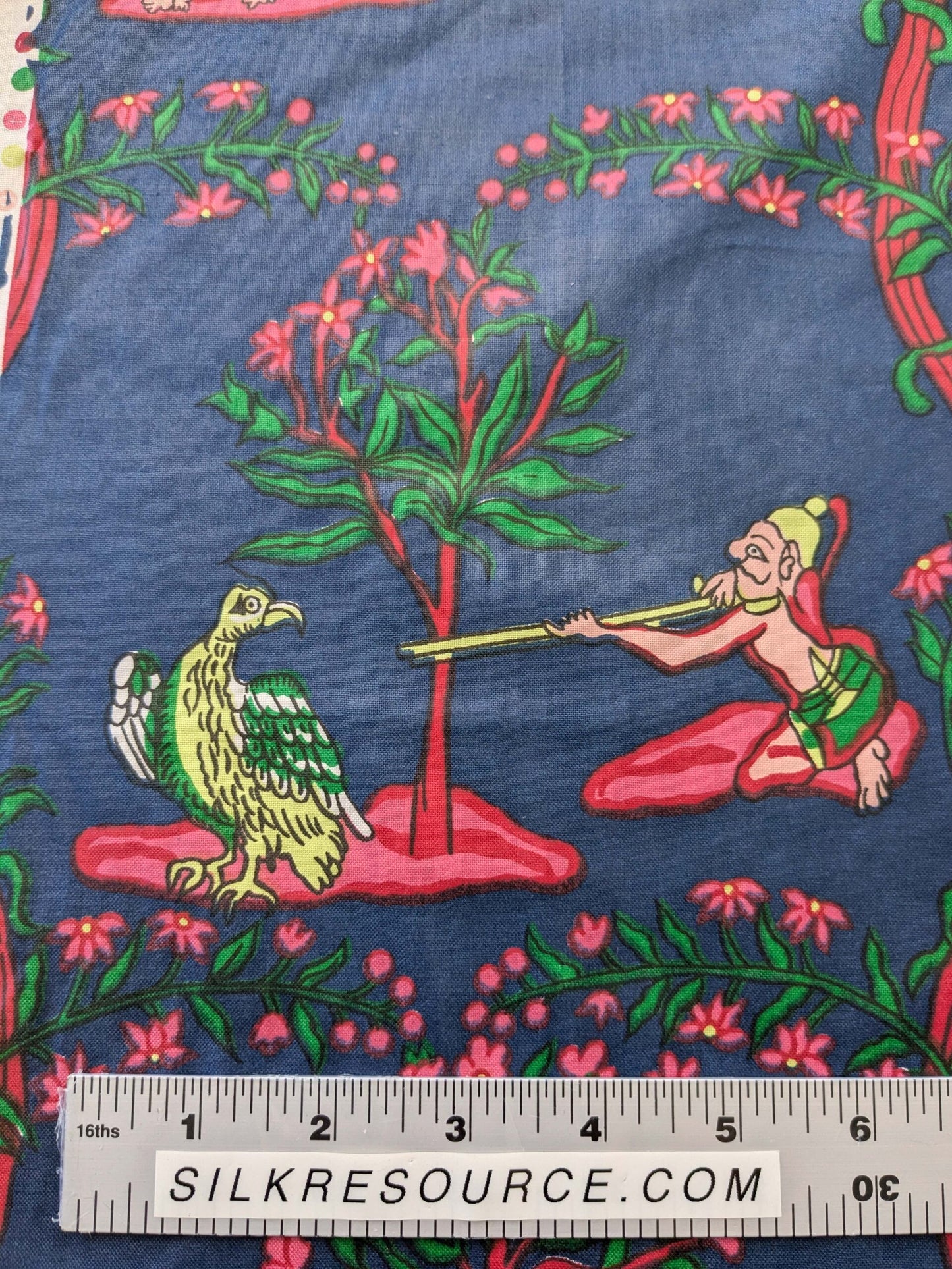 2.8y Scalamanndre Animals Figurative Tiger Botanical Red Green on Blue