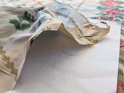 by yard Scalamandre Stripe Art Deco Floral Historical Green Red Light Beige Warp Print