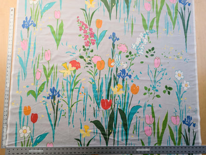 2 yards Scalamandre Flowers Art Deco Children Tulips on Gray