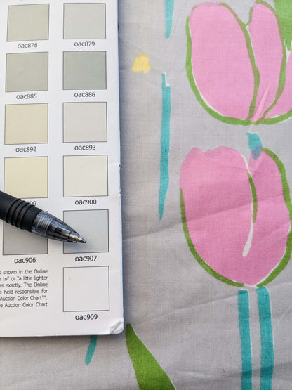 2 yards Scalamandre Flowers Art Deco Children Tulips on Gray