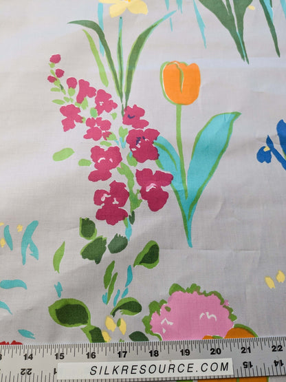 2 yards Scalamandre Flowers Art Deco Children Tulips on Gray