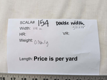 By yard x double width Sheer (118") Scalamandre Sheer White Solid