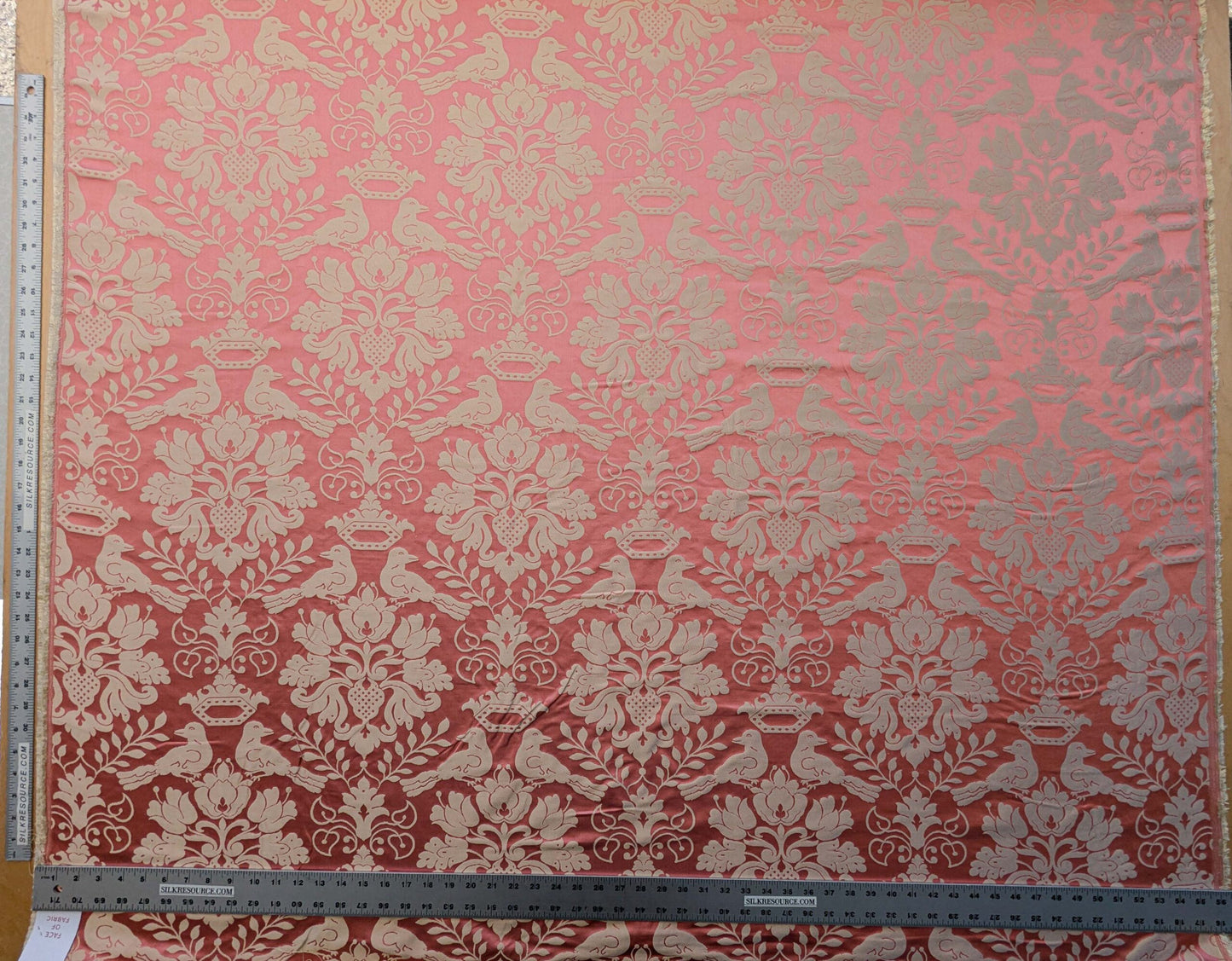 by yard Scalamandre 100% silk Love Bird Rose Pink Melon Red MSRP USD 664/Y