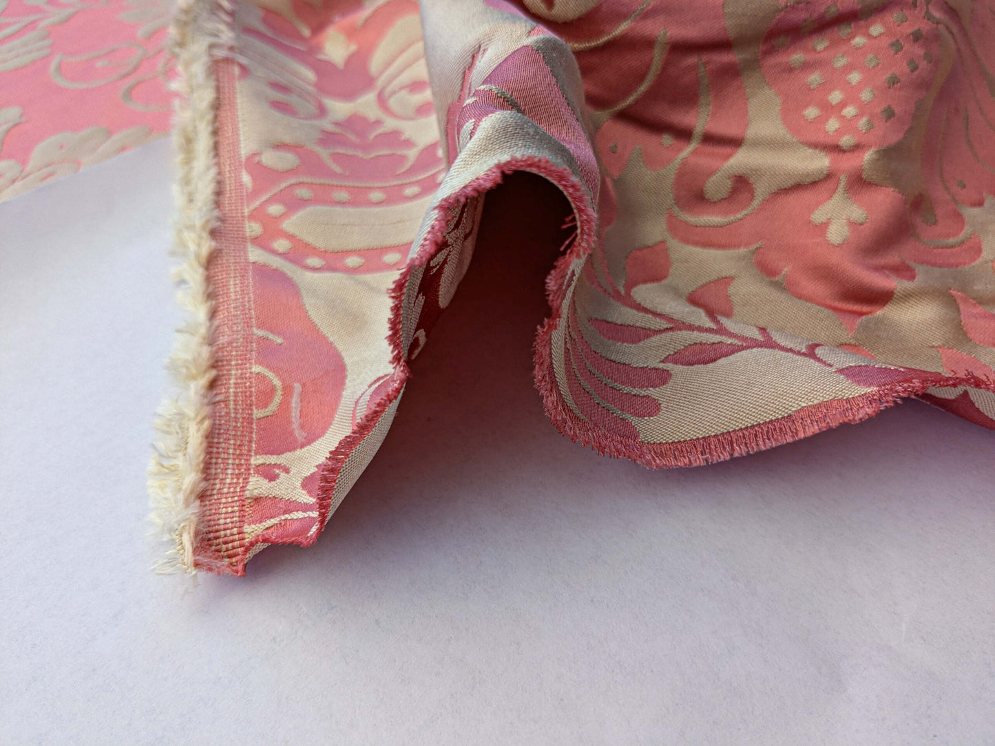 by yard Scalamandre 100% silk Love Bird Rose Pink Melon Red MSRP USD 664/Y