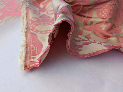 by yard Scalamandre 100% silk Love Bird Rose Pink Melon Red MSRP USD 664/Y