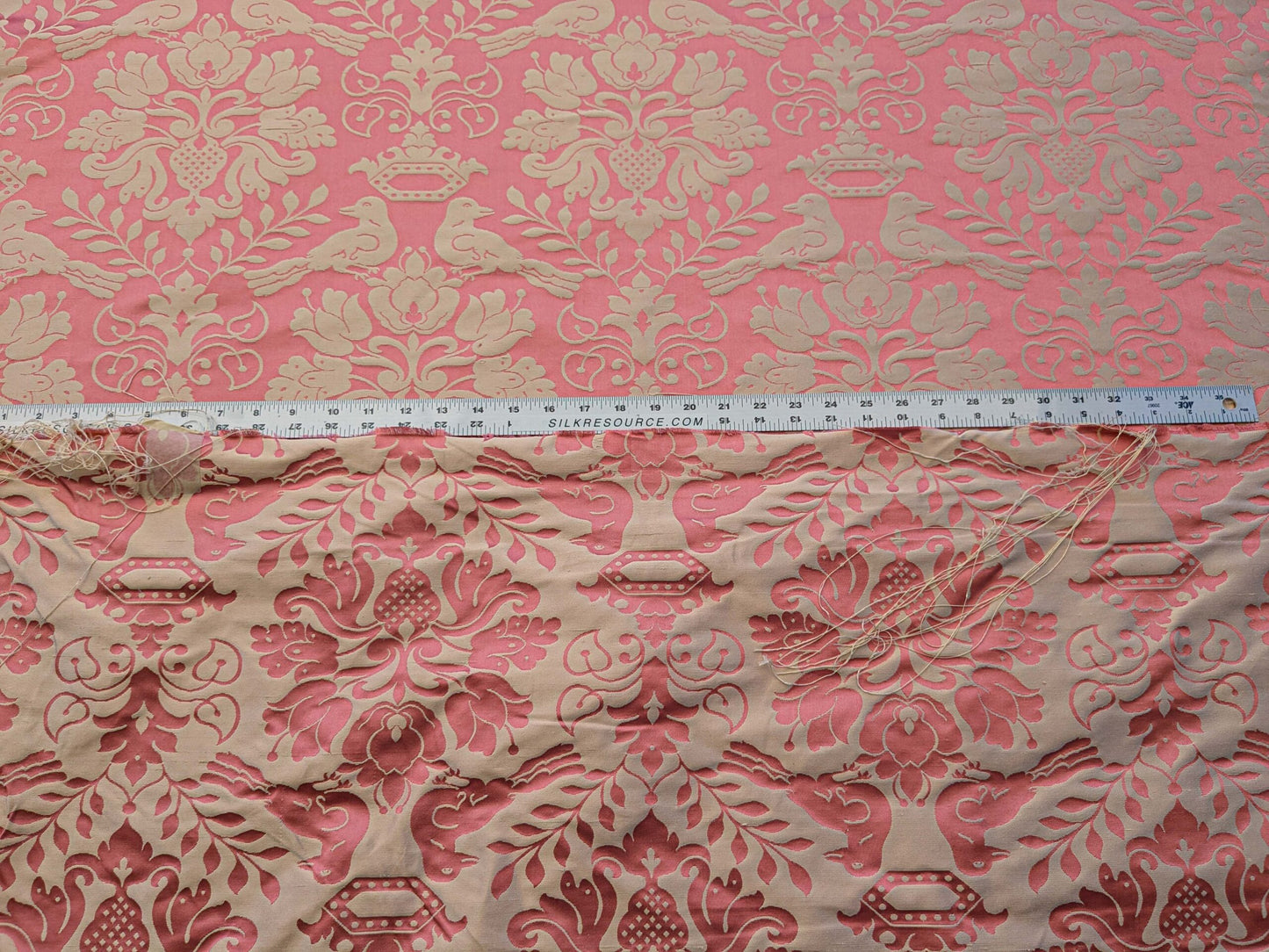 by yard Scalamandre 100% silk Love Bird Rose Pink Melon Red MSRP USD 664/Y