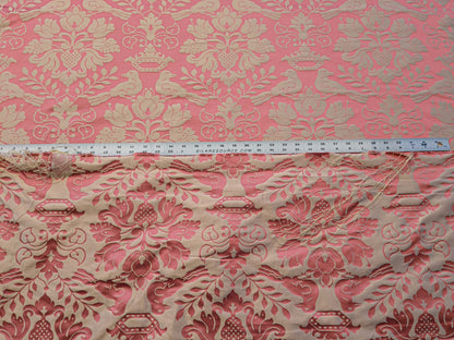 by yard Scalamandre 100% silk Love Bird Rose Pink Melon Red MSRP USD 664/Y