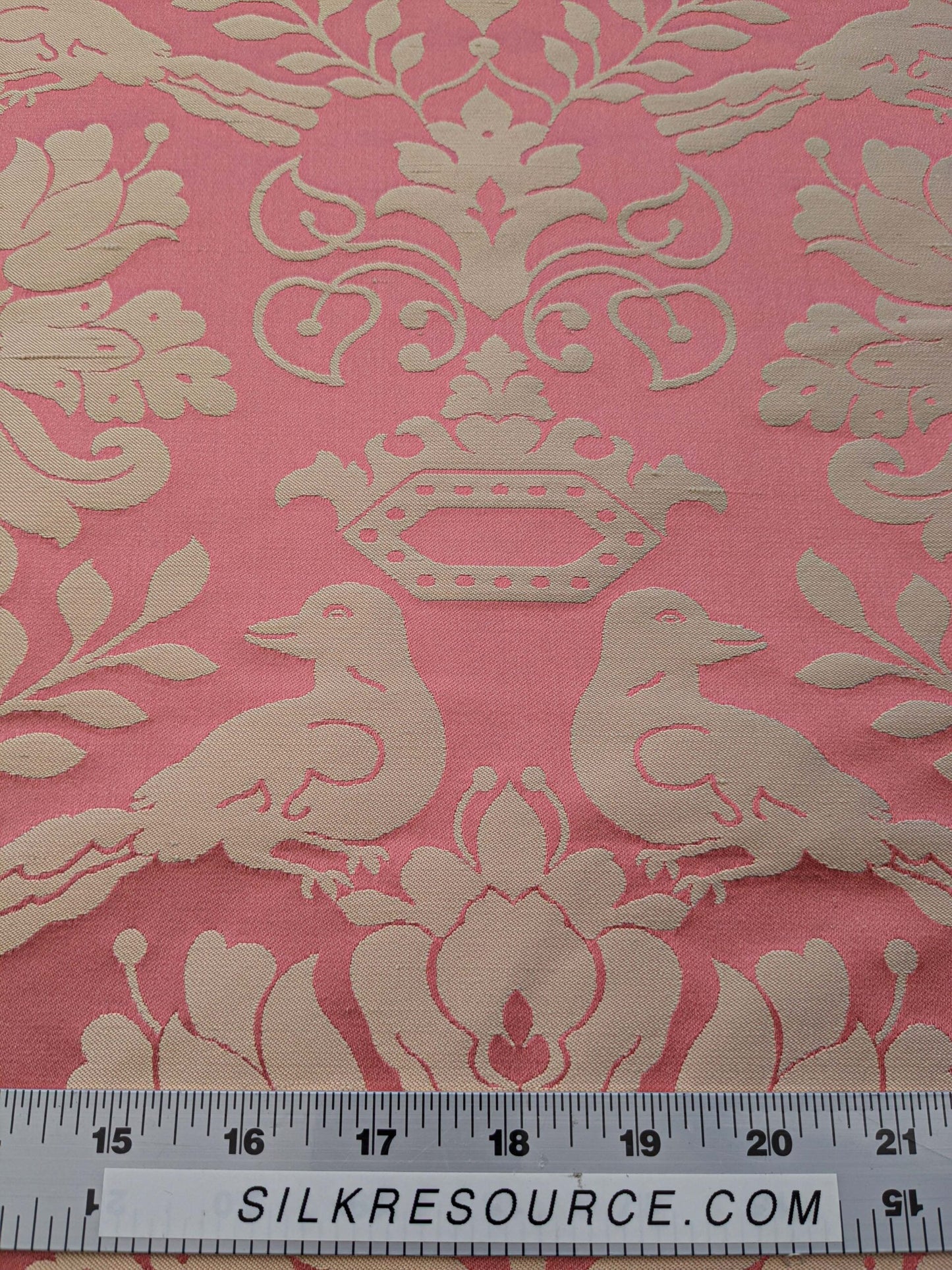 by yard Scalamandre 100% silk Love Bird Rose Pink Melon Red MSRP USD 664/Y