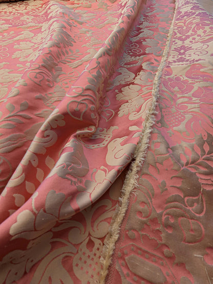by yard Scalamandre 100% silk Love Bird Rose Pink Melon Red MSRP USD 664/Y
