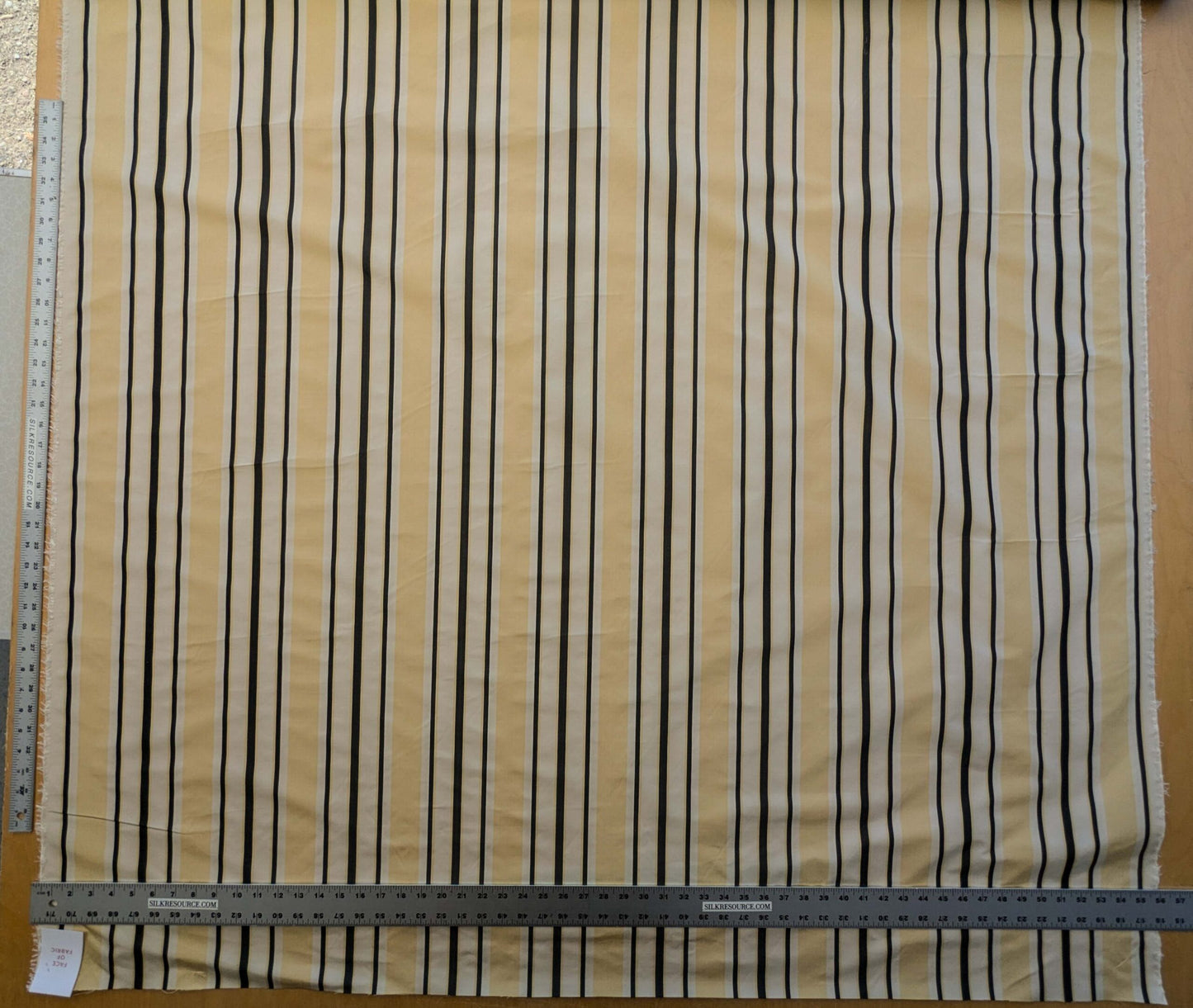 By yard Scalamandre Decatur Stripe Yellow Beige &amp; Charcoal Black White Silk MSRP USD 198/y