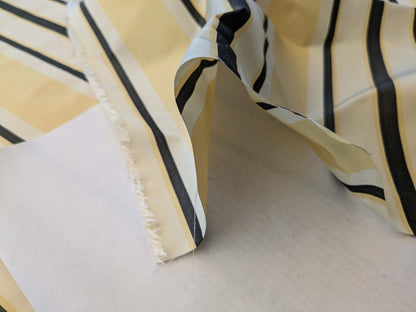 By yard Scalamandre Decatur Stripe Yellow Beige &amp; Charcoal Black White Silk MSRP USD 198/y