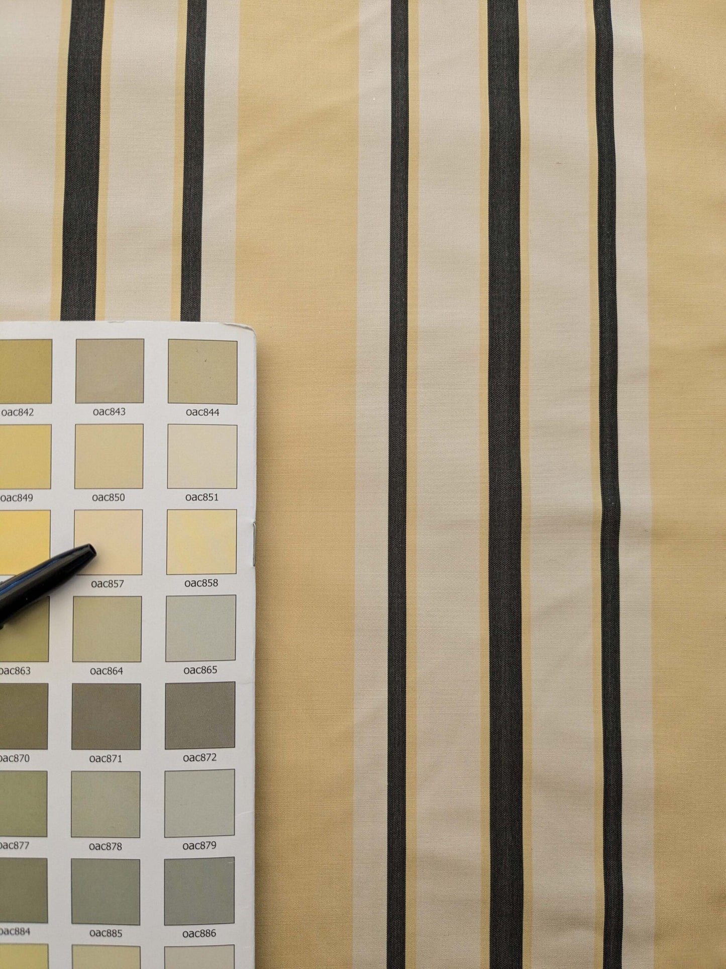 By yard Scalamandre Decatur Stripe Yellow Beige &amp; Charcoal Black White Silk MSRP USD 198/y