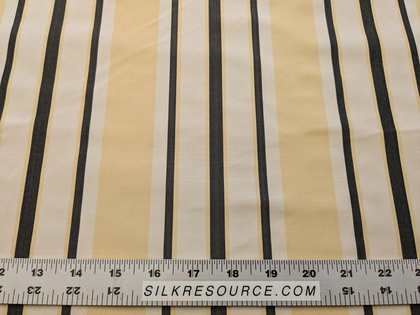 By yard Scalamandre Decatur Stripe Yellow Beige &amp; Charcoal Black White Silk MSRP USD 198/y