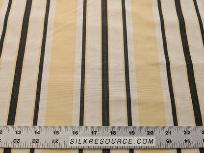 By yard Scalamandre Decatur Stripe Yellow Beige &amp; Charcoal Black White Silk MSRP USD 198/y