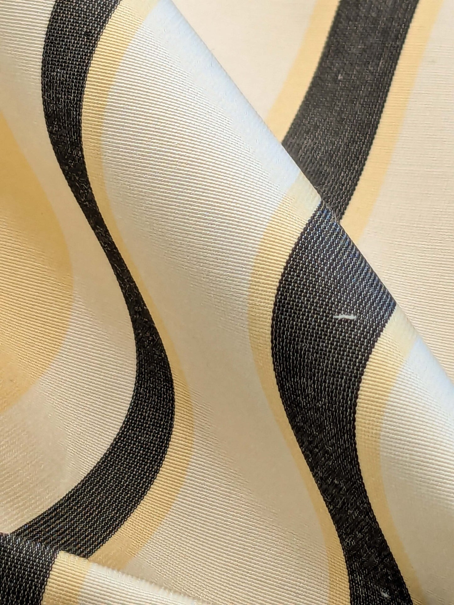 By yard Scalamandre Decatur Stripe Yellow Beige &amp; Charcoal Black White Silk MSRP USD 198/y