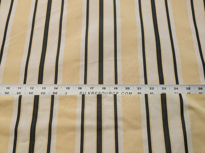 By yard Scalamandre Decatur Stripe Yellow Beige &amp; Charcoal Black White Silk MSRP USD 198/y