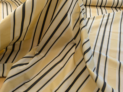 By yard Scalamandre Decatur Stripe Yellow Beige &amp; Charcoal Black White Silk MSRP USD 198/y