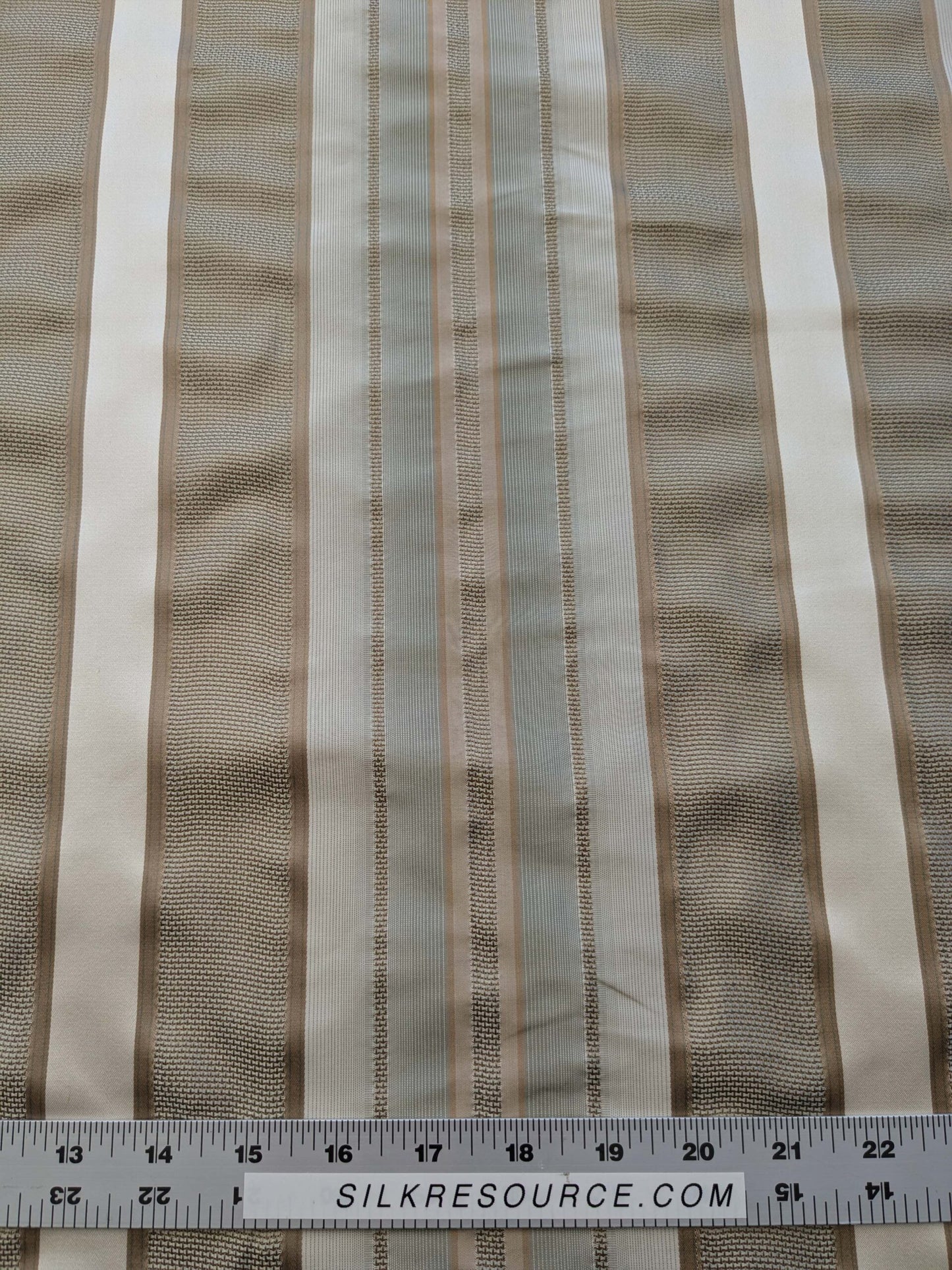 by yard Scalamandre Florian Stripe Sefoam Blue Green Silver Beige Silk Satin Semi Sheer MSRP USD 232/yard