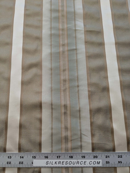 by yard Scalamandre Florian Stripe Sefoam Blue Green Silver Beige Silk Satin Semi Sheer MSRP USD 232/yard