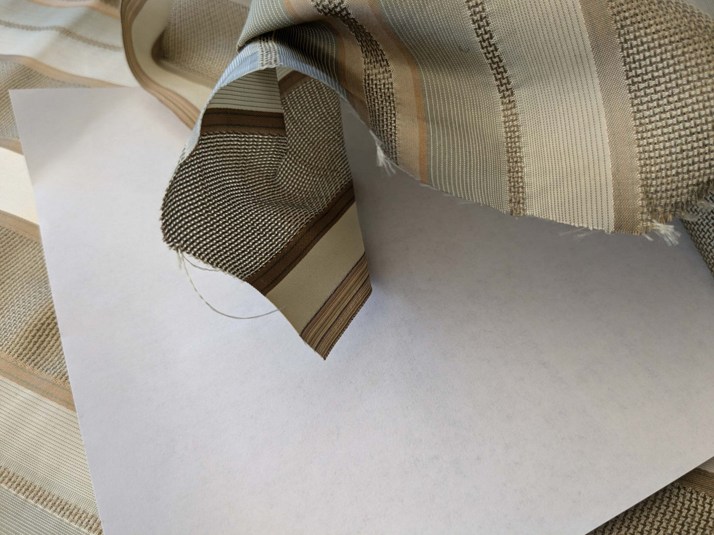 by yard Scalamandre Florian Stripe Sefoam Blue Green Silver Beige Silk Satin Semi Sheer MSRP USD 232/yard