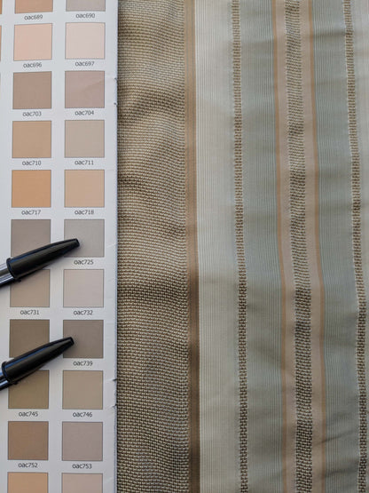 by yard Scalamandre Florian Stripe Sefoam Blue Green Silver Beige Silk Satin Semi Sheer MSRP USD 232/yard