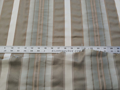 by yard Scalamandre Florian Stripe Sefoam Blue Green Silver Beige Silk Satin Semi Sheer MSRP USD 232/yard