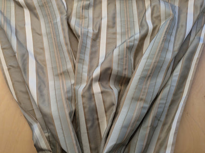 by yard Scalamandre Florian Stripe Sefoam Blue Green Silver Beige Silk Satin Semi Sheer MSRP USD 232/yard