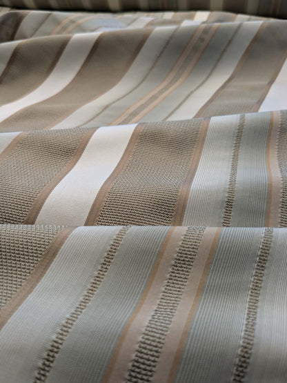 by yard Scalamandre Florian Stripe Sefoam Blue Green Silver Beige Silk Satin Semi Sheer MSRP USD 232/yard