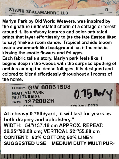 By yard Scalamandre Bouquet Marlyn Park Fh Multi/beige Cotton MSRP USD 188/y