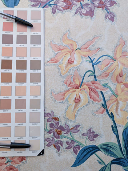 By yard Scalamandre Bouquet Marlyn Park Fh Multi/beige Cotton MSRP USD 188/y