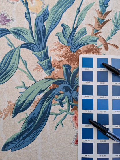 By yard Scalamandre Bouquet Marlyn Park Fh Multi/beige Cotton MSRP USD 188/y