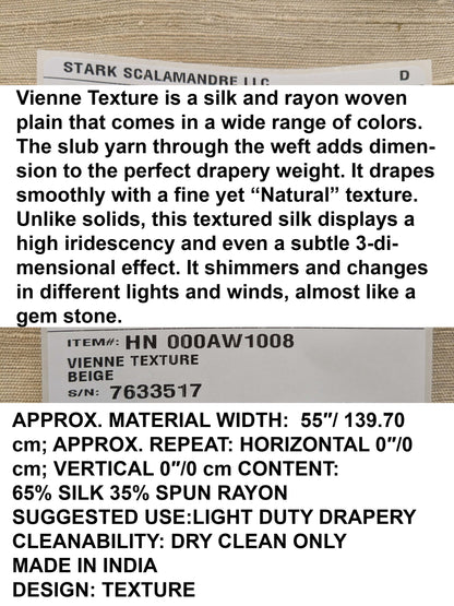 Scalamandre Vienne Texture Beige Silk Solid Texture MSRP USD 276/y