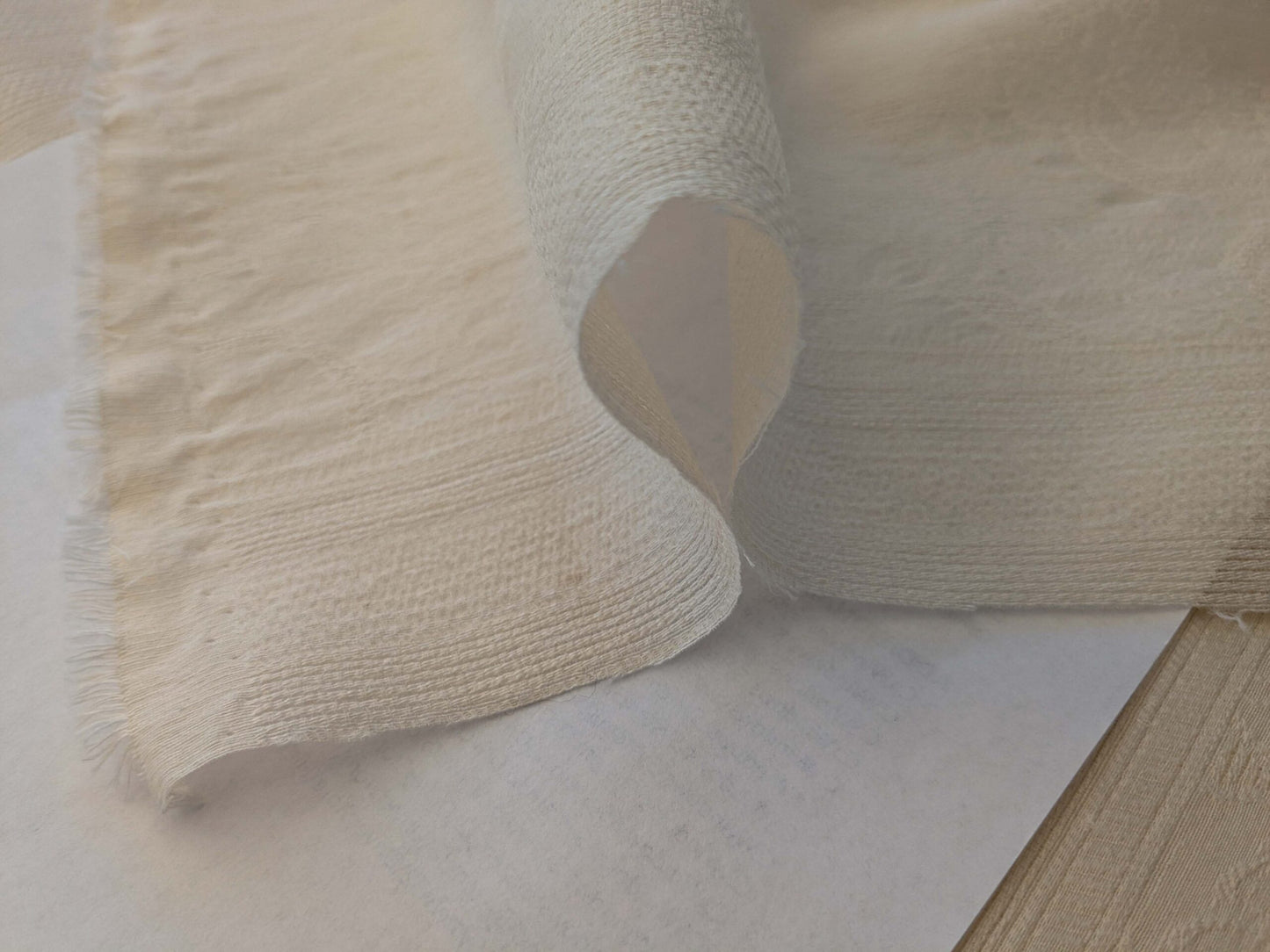 by yard Sheer Silk Jacquard Natural Cream White Double Width 118" Horizontal Stripe Wild Rose MSRPUSD 300+