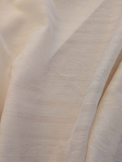 by yard Sheer Silk Jacquard Natural Cream White Double Width 118" Horizontal Stripe Wild Rose MSRPUSD 300+