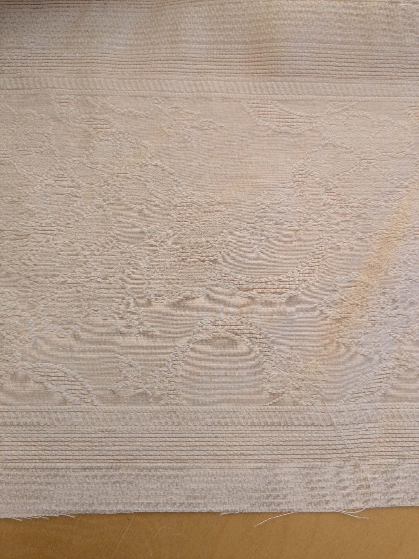 by yard Sheer Silk Jacquard Natural Cream White Double Width 118" Horizontal Stripe Wild Rose MSRPUSD 300+