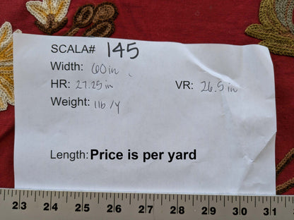 By yard Scalamandre Old World Weavers Floral Crewel Jaya Red Wool Chrysanthemum Embroidery On Cotton MSRP USD 216/Y