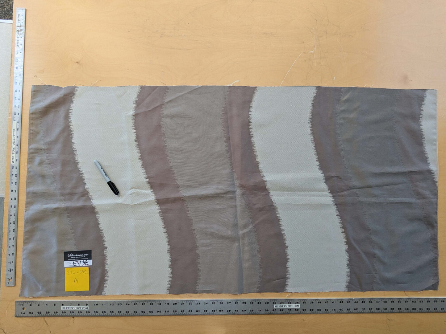 7 EV38 Scalamandre Aldeco Bradley Gray Weave Jacquard Graphic Stripe 27" x 55.5 inches