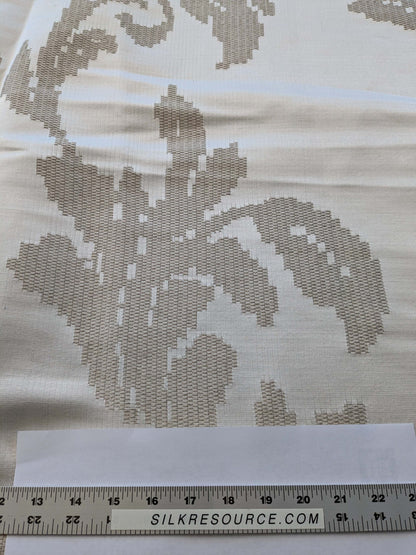 10 EV38 Lelievre Scalamandre Asuka Jacquards / Wovens Cream White Abstract Botanical 2.2y x 56"wide MSRP USD 688/Y