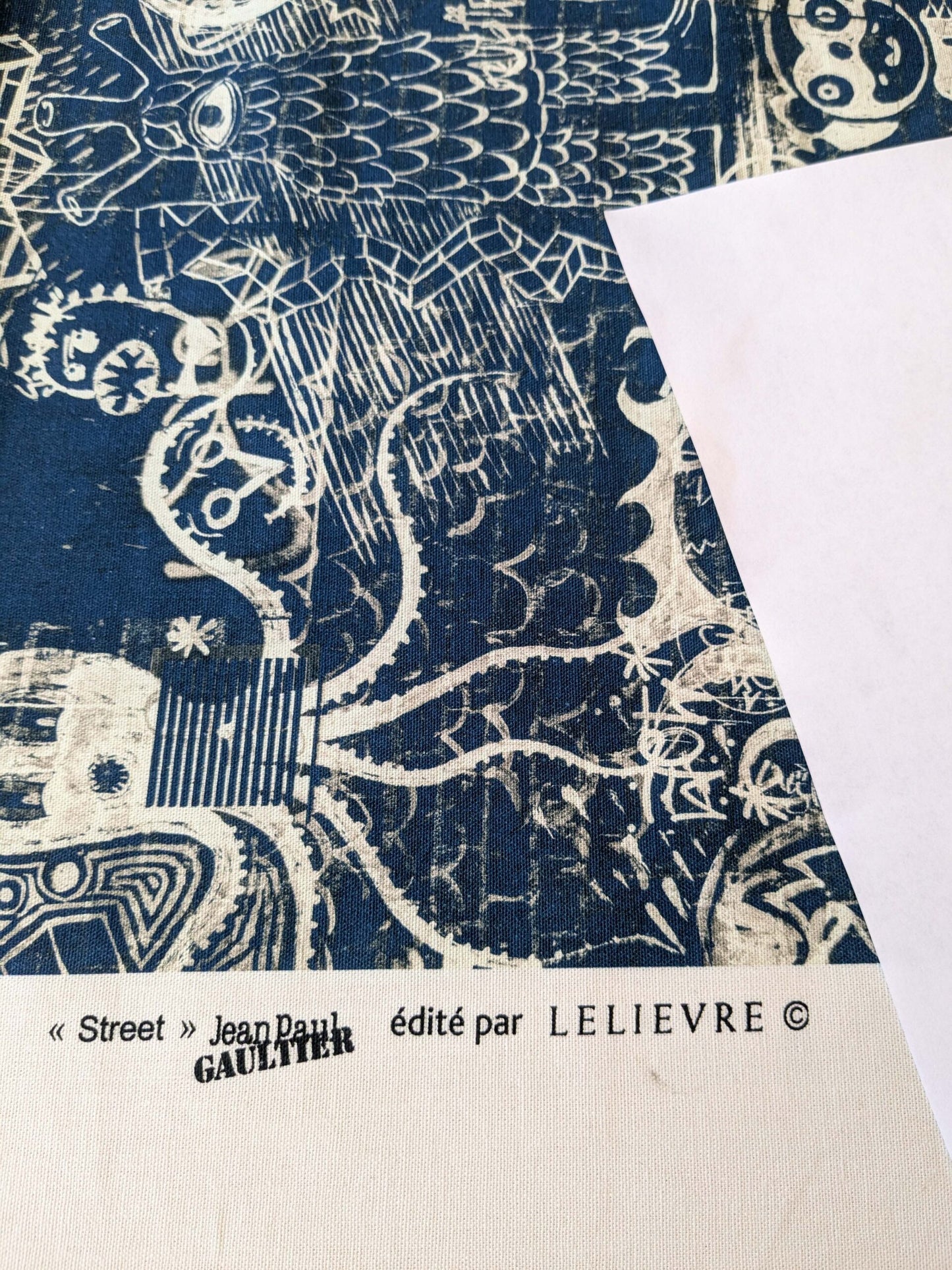 12 EV38 Scalamandre Jean Paul Gaultier Gothic Street Ho Indigo Blue White Graphite Abstract Graphic Historical Cotton 1.2yard MSRP USD538/y