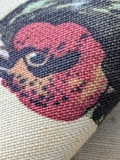 13 EV38 Scalamandre Upland Hand Printed Union Cloth Straw Yellow Floral Berry pheasant bird 1.2y x 53"